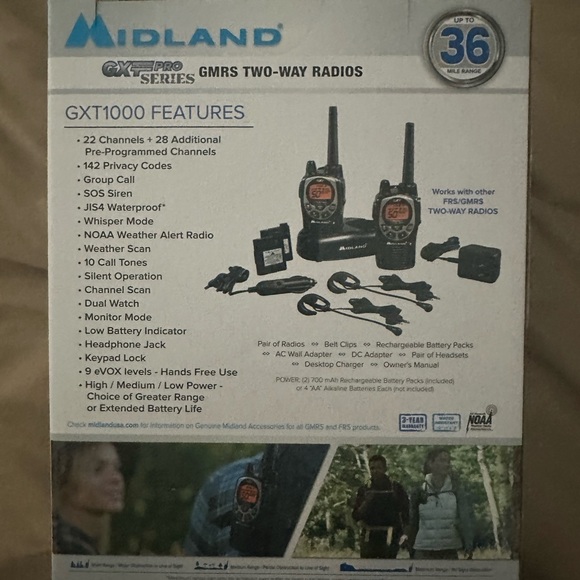 Midland Black Two-Way Radio with Headsets - Picture 2 of 2